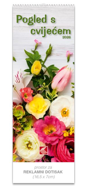 Uski zidni kalendar "Pogled s cvijećem"
