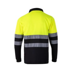 VL VULCAN. Dvobojna bird-eye polo majica (160g/m²) s dugim rukavima, od poliestera (100%)